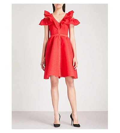Shop Maje Reglisse Lace Dress In Red