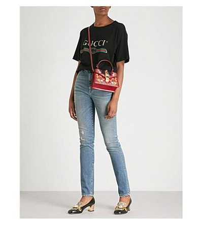 Shop Gucci Logo-print Cotton-jersey T-shirt In Black