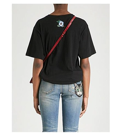 Shop Gucci Logo-print Cotton-jersey T-shirt In Black