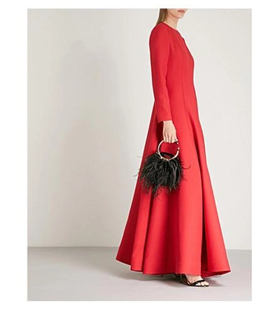 Shop Valentino Flared Wool And Silk-blend Gown In Rosso