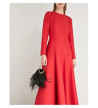 Shop Valentino Flared Wool And Silk-blend Gown In Rosso