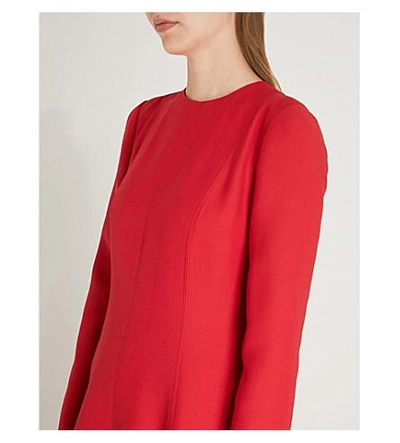 Shop Valentino Flared Wool And Silk-blend Gown In Rosso