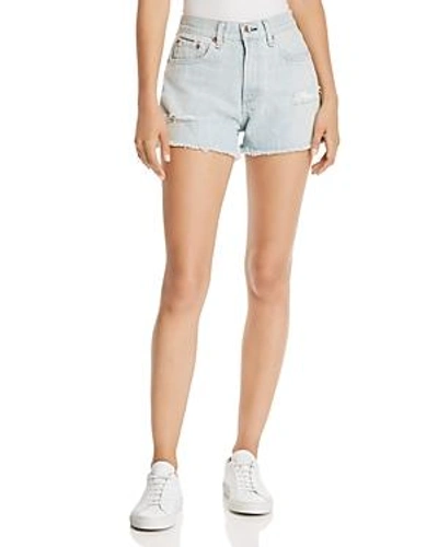 Shop Rag & Bone /jean Justine High-rise Distressed Denim Shorts In Glena Hole In Glena W/ Hole