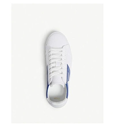 Shop Maje Frenchie Leather-detail Canvas Trainers In Blue