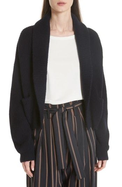 Shop Vince Ribbed Crop Cardigan In Coastal