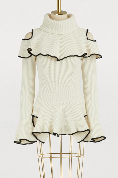 Shop Alexander Mcqueen Wool And Cashmere Sweater In 9061 - Ivory/black