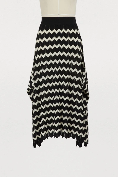 Shop Stella Mccartney Wool Midi Skirt In 8490 - Black/pure White
