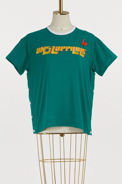 Shop Mira Mikati Unstoppable Embroidered Cotton T-shirt In Racing Green