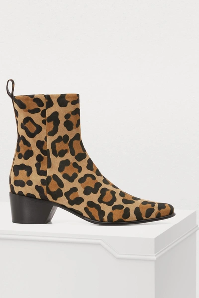 Shop Pierre Hardy Reno Suede Ankle Boots In Leopard