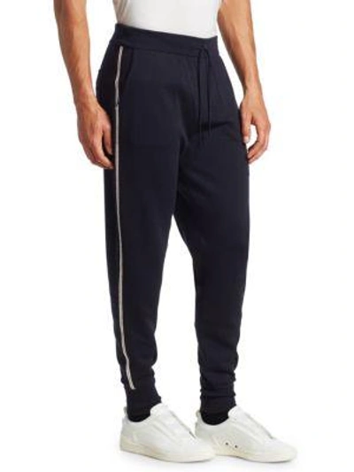 Shop Ermenegildo Zegna Wool-blend Jogger Pants In Navy