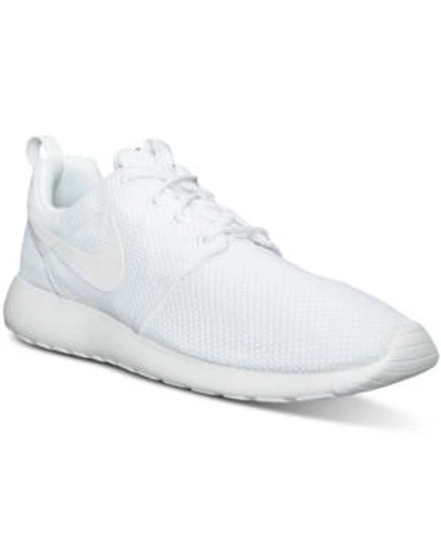 Shop Nike Men's Roshe One Casual Sneakers From Finish Line In White/white