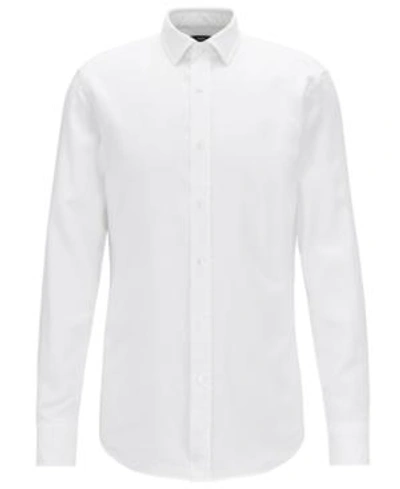 Shop Hugo Boss Boss Men's Slim-fit Micro Structure Cotton Shirt In White