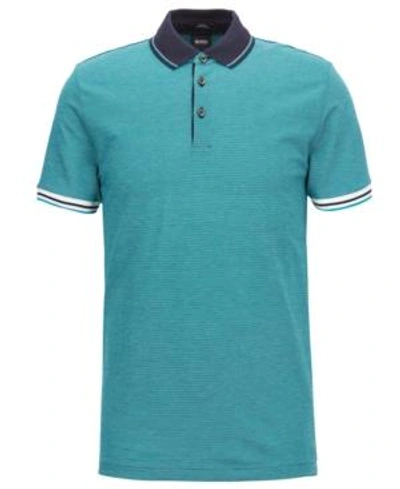 Shop Hugo Boss Boss Men's Slim-fit Cotton Polo In Emerald Green