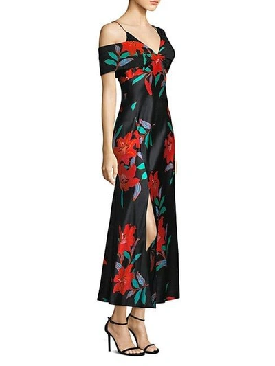 Shop Diane Von Furstenberg Asymmetric Floral-print Dress In Argos Black