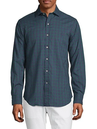 Shop Polo Ralph Lauren Long-sleeve Plaid Cotton Button-down Shirt In Green