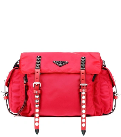 Shop Prada Nylon Shoulder Bag In Red