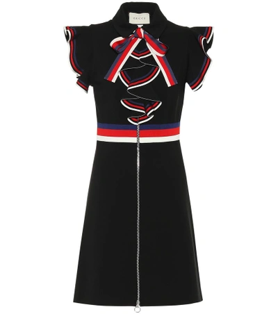 Shop Gucci Sylvie Web Stretch-jersey Dress In Black