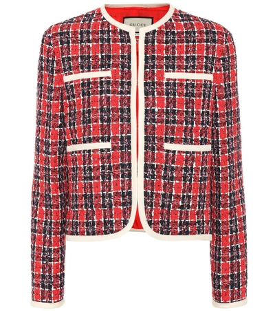 Shop Gucci Tweed Jacket In Red