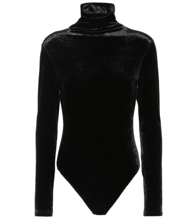 Shop Ben Taverniti Unravel Project Velvet Bodysuit In Black