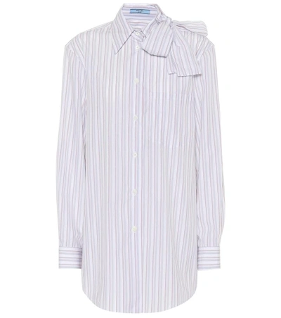 Shop Prada Striped Cotton Shirt In Multicoloured