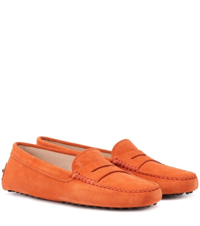 Shop Tod's Gommino Suede Loafers In Orange