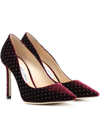 Shop Jimmy Choo Romy 100 Velvet Pumps In Red