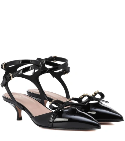 Shop Red Valentino Red (v) Patent Leather Slingback Pumps In Black