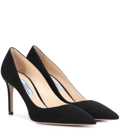 Prada Suede Point-toe 85mm Pumps In Black | ModeSens