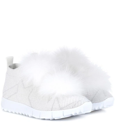 Shop Jimmy Choo Norway Fur-trimmed Sneakers In White