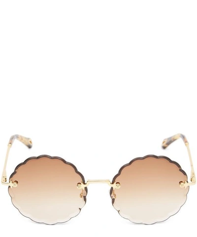 Shop Chloé Rosie Round Frame Sunglasses In Brown