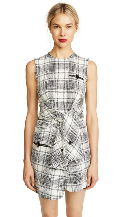 Shop Alexander Wang Deconstructed Tie Front Dress In Black And White