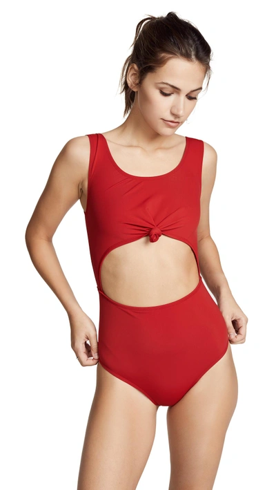 Shop Beth Richards Knot One Piece In Red