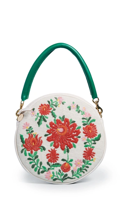 Shop Clare V Embroidered Circle Clutch In Cream