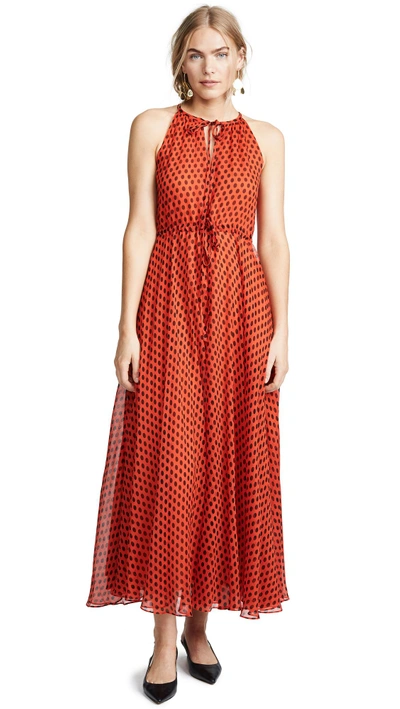 Shop Diane Von Furstenberg Keyhole Maxi Dress In Baker Dot Small Vermillion