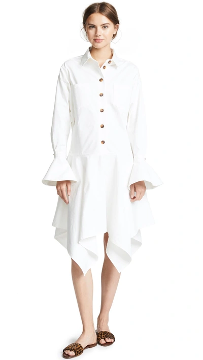 Shop Edit Fluted Cuff Oversized Shirtdress In White