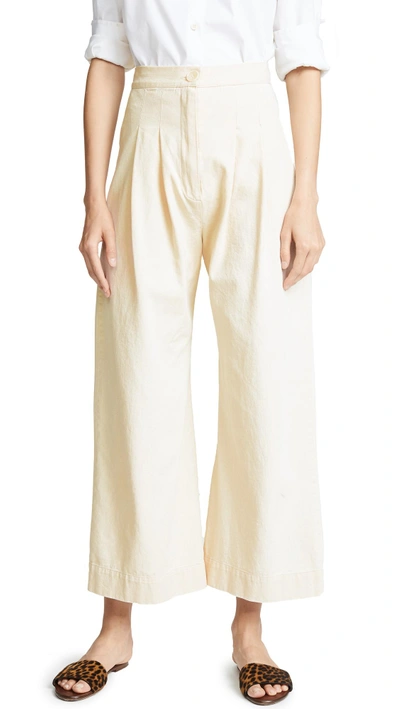 Shop Emerson Thorpe Leah High Rise Pleat Pants In Ivory