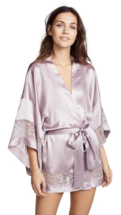 Shop Fleur Du Mal Chateau Lace Kimono In Jasmine Pink