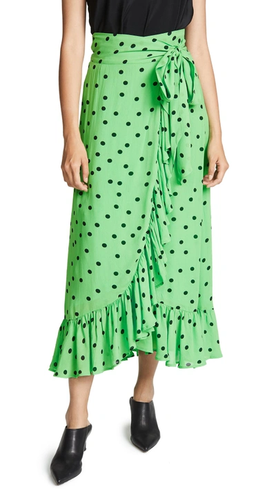 Shop Ganni Dainty Skirt In Classic Green
