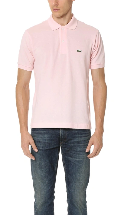 Shop Lacoste Short Sleeve Classic Pique Polo In Flamingo Pink