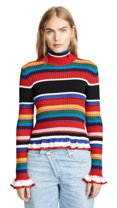 Shop Msgm Turtleneck Sweater In Multi