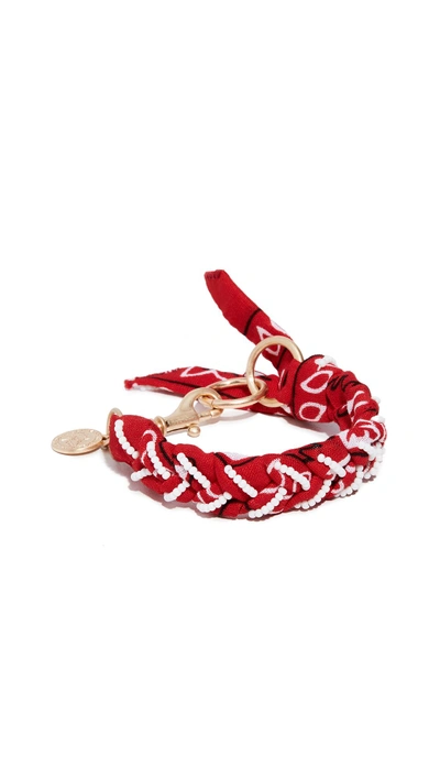 Shop Rebecca Minkoff Braided Bandana Bracelet In Red
