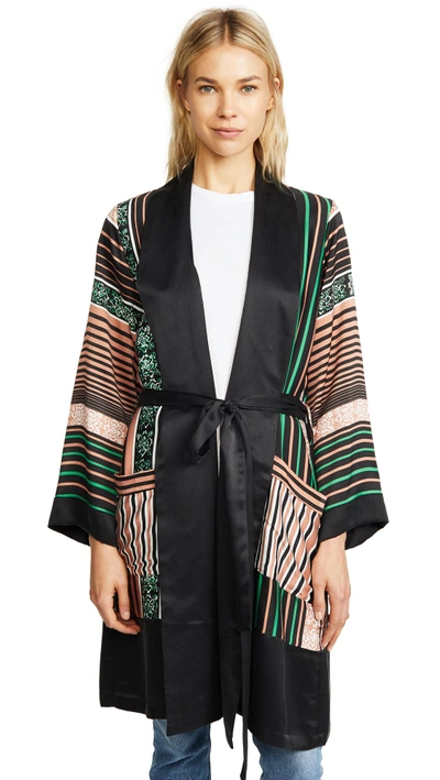 Shop Warm Kimono Jacket In Multi Stripe