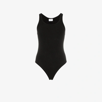 Shop Re/done Sleeveless Ribbed Cotton Body Vest In Black