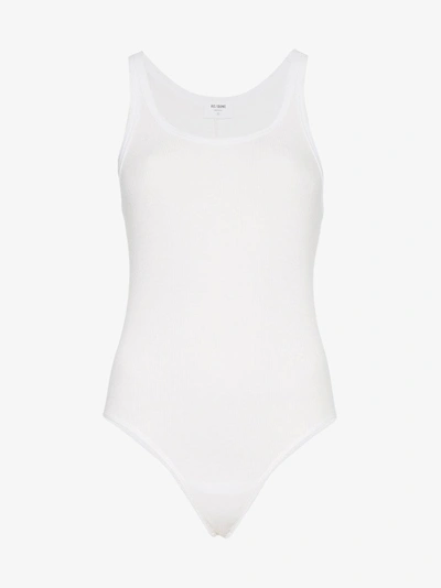 Shop Re/done White Sleeveless Ribbed Cotton Body Vest