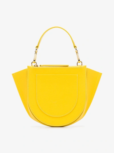 Shop Wandler Yellow Hortensia Mini Leather Shoulder Bag In Yellow/orange