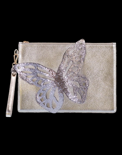 Shop Sophia Webster Flossy Butterfly Pouchette In Silver