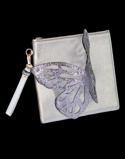 Shop Sophia Webster Flossy Butterfly Pouchette In Silver