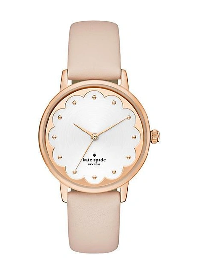 Shop Kate Spade Gramercy Leather Watch In Clocktower