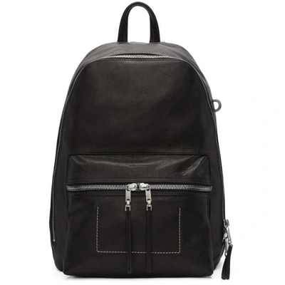 Shop Rick Owens Black Leather Backpack In 09 Black