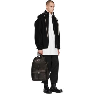 Shop Rick Owens Black Leather Backpack In 09 Black